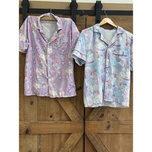 Little Twin Stars Cat Unicorn Short Sleeve Pajama Tops Set Of 2 Women’s Sz M